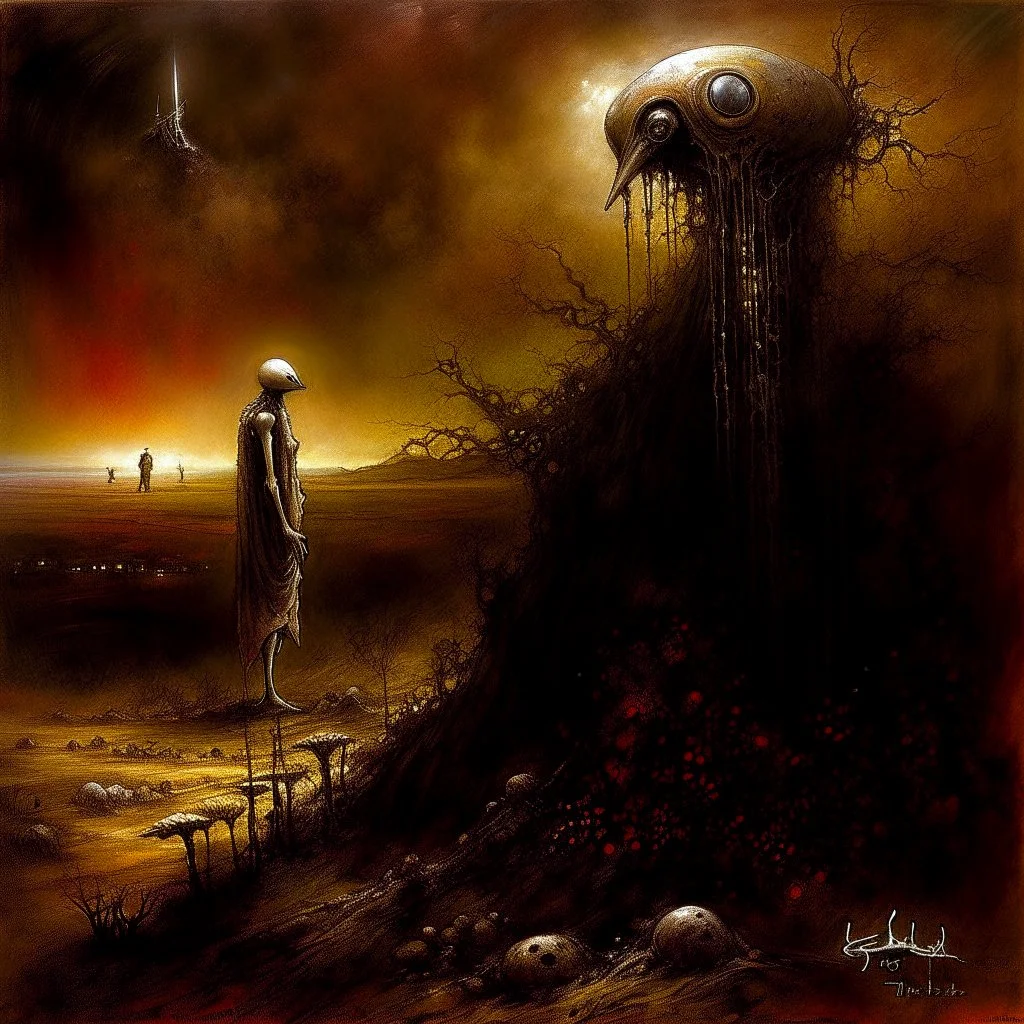 Macabre Rapture End of days Revelation scene, loose brush stroke matte oil painting, sinner apotheosis, By John Lovett and Zdzislaw Beksinski and Phlegm, diagonal composition, unbalanced, abstract surreal horror, eerie, scary warm colors, Eldritch, by Colin McCahon