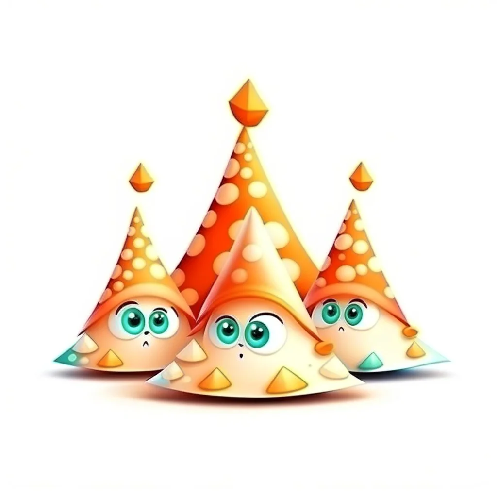 Cartoon illustration for children: strange triangle-shaped seashells. White background