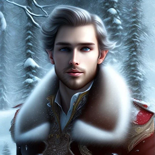 Handsome man, hair-elf, winter