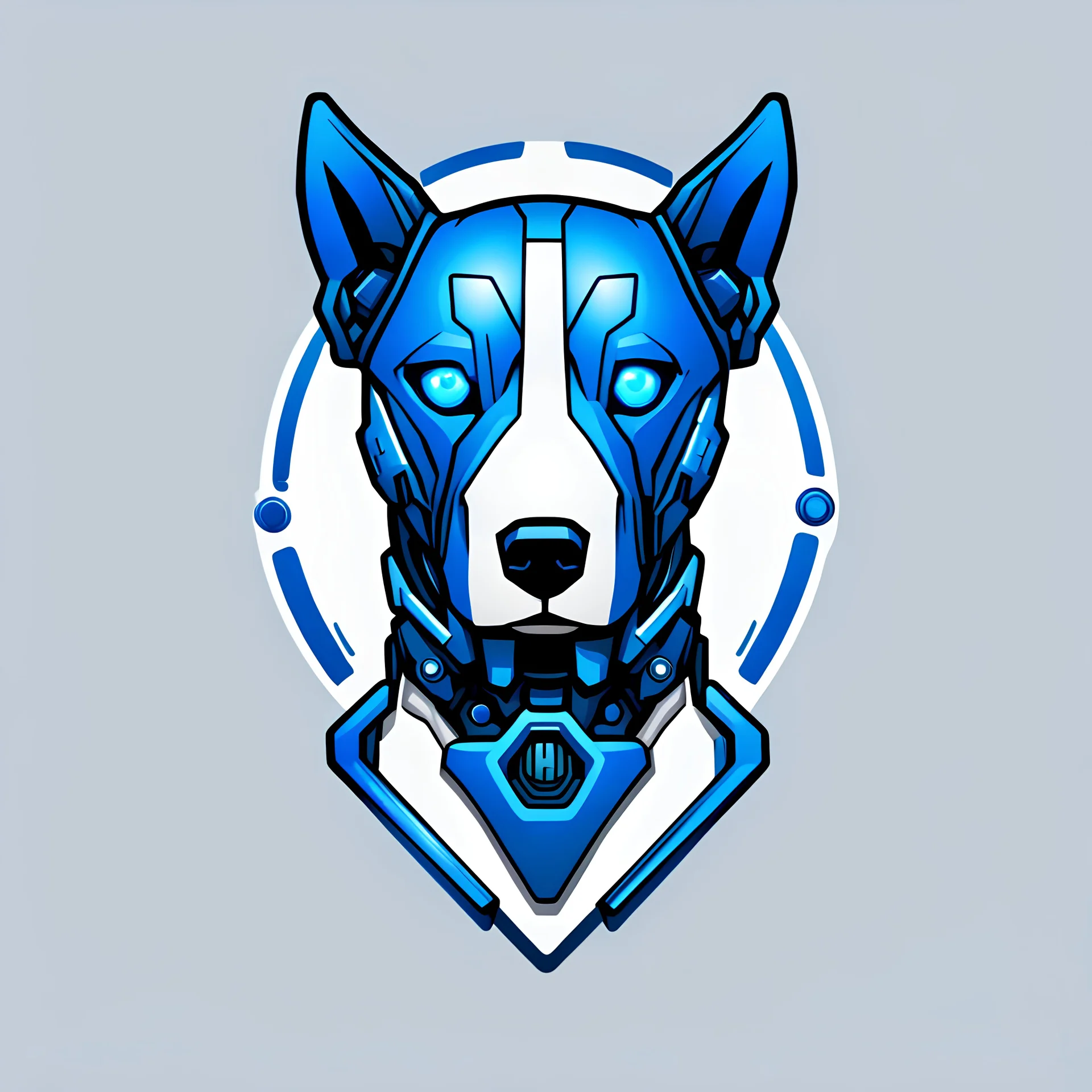 a blank background a blue logo that looks like the cyborg dog