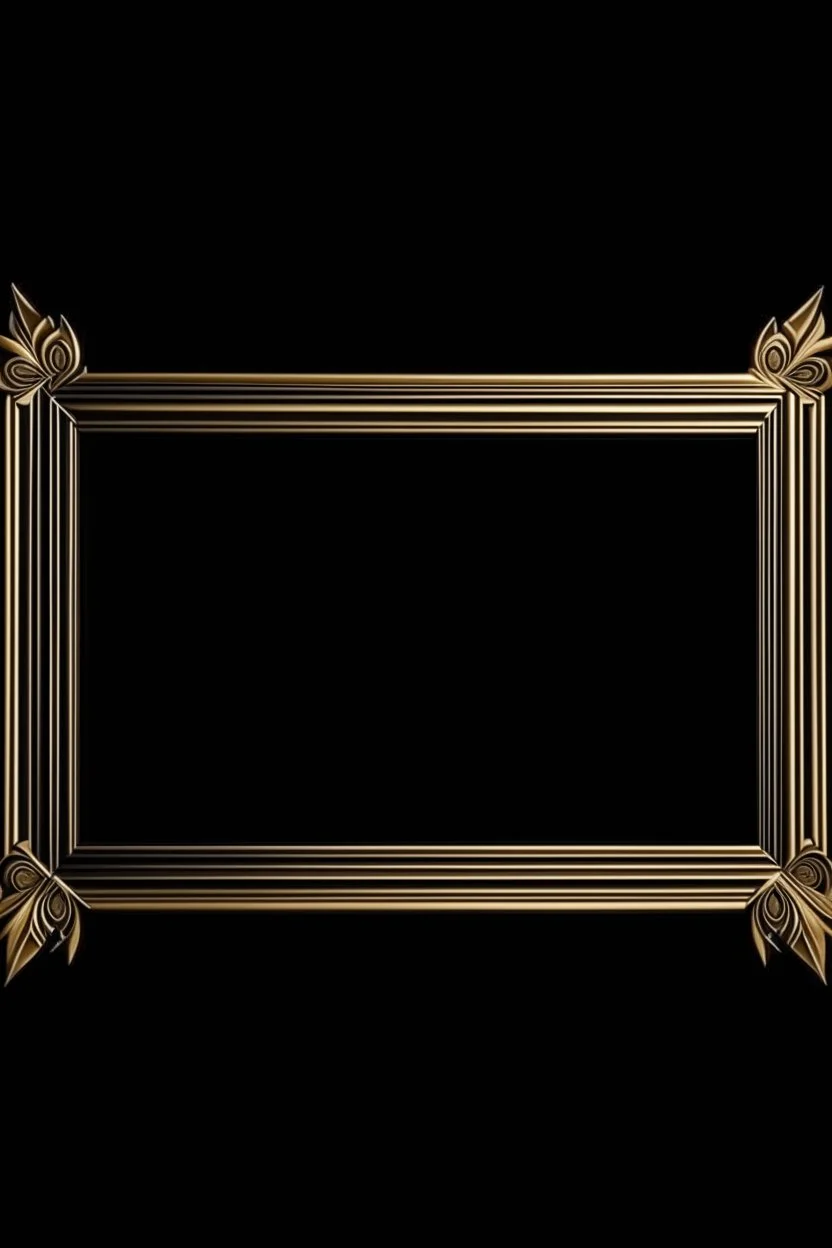 Gold art deco delicate picture frame on a black background