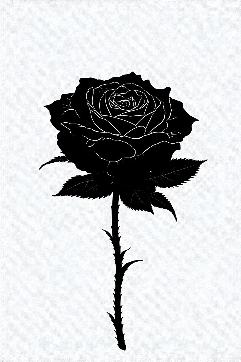 Black And White Graphic Of a dead black rose