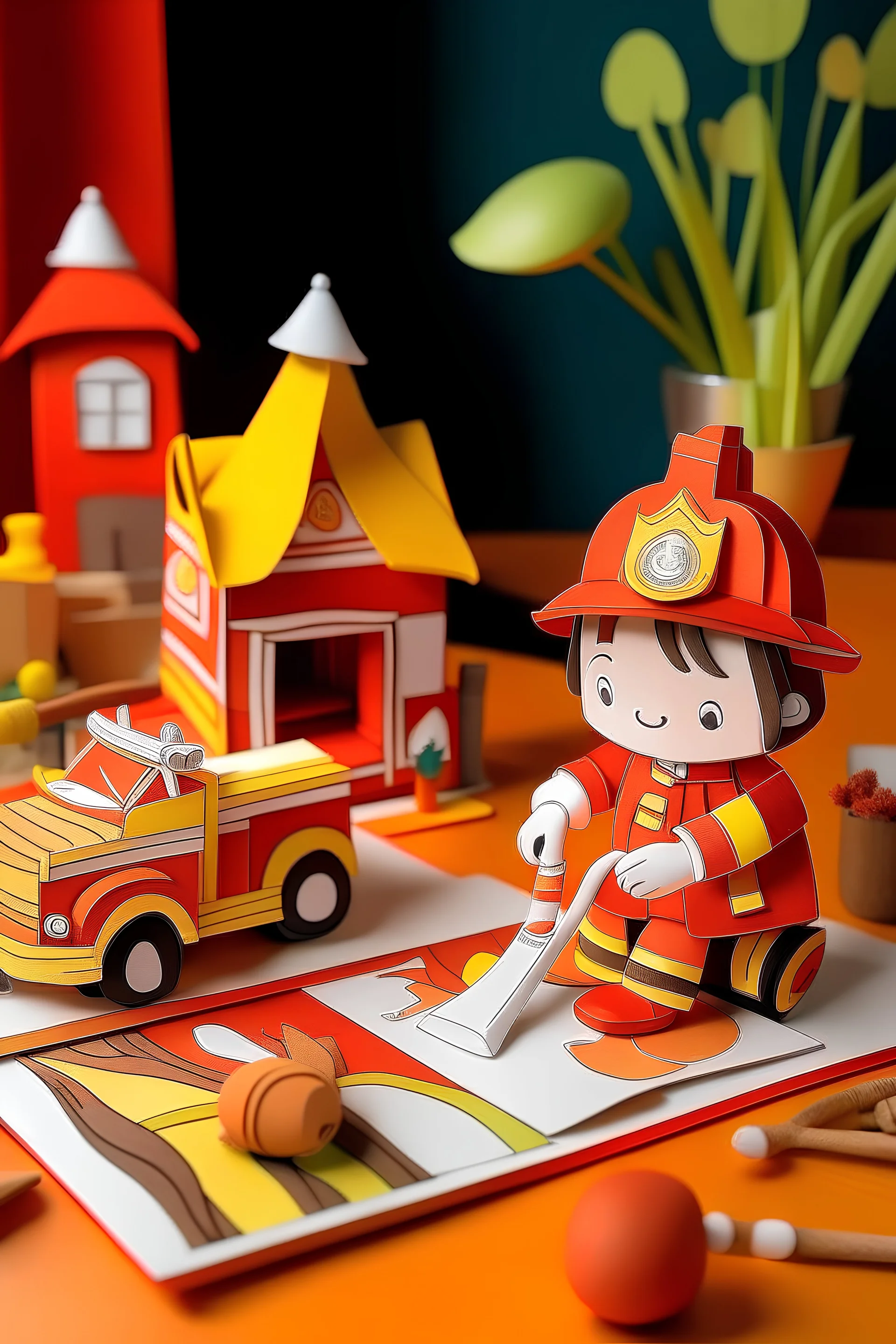 cute fire fighter activity scene for kids