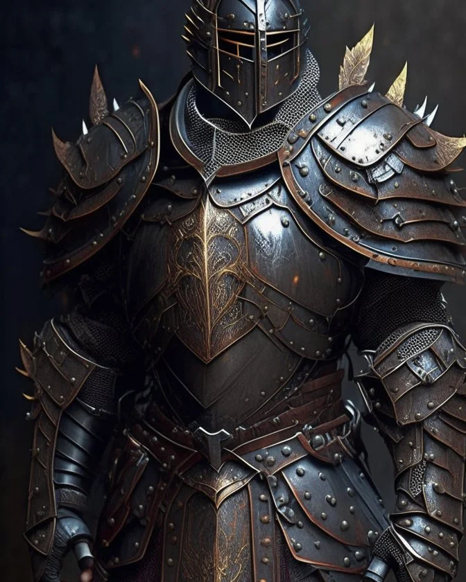 An armor made of a mixture of steel and leather, worn by a strong commander with magical power