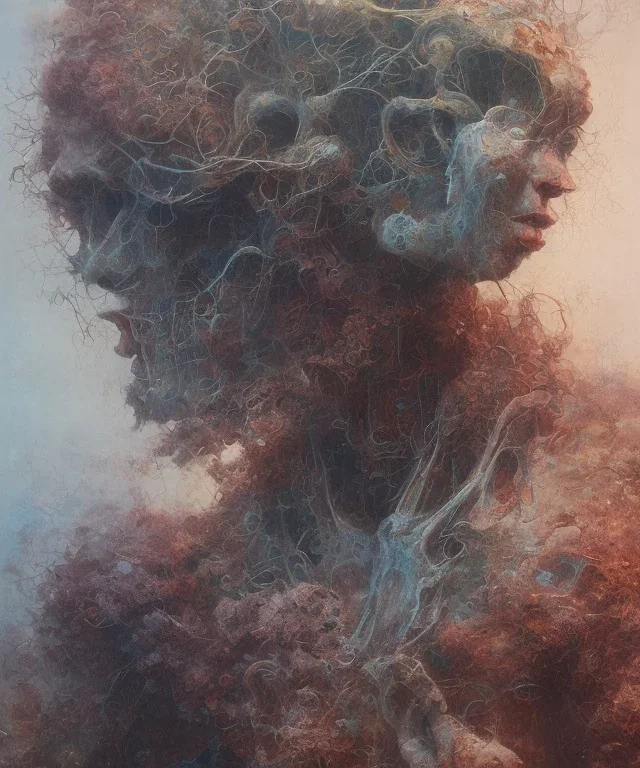 neural network. oil on canvas, beksinski, poster