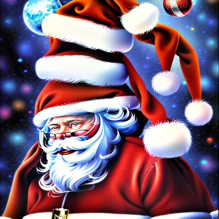 christmas card art, white dwarf santa, very short