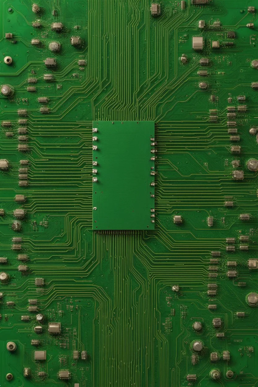 green circuit board from above with many connections