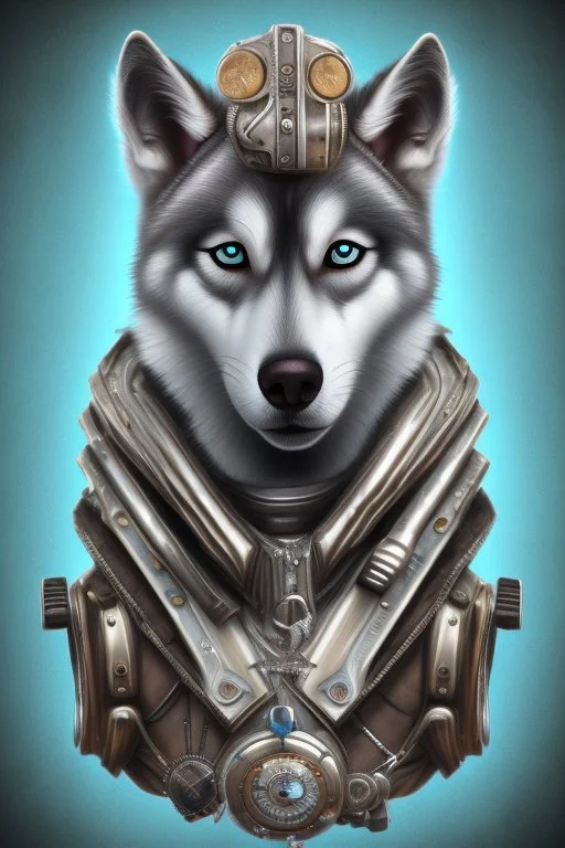 silver steampunk husky gamer