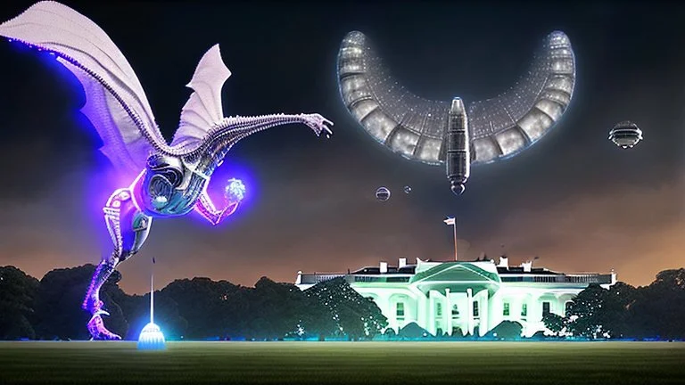 a alien craft that has landed on the white house lawn :: made of shiny obsidian glass :: reflective, glassy :: subtractive lighting, backlit :: by John William Waterhouse, Greg Rutkowski, HR Giger :: hyperrealistic, hyper detailed, photorealistic :: epic, incredible composition, amazing depth, meticulously composed, 16k resolution concept art :: fantasy magazine cover art