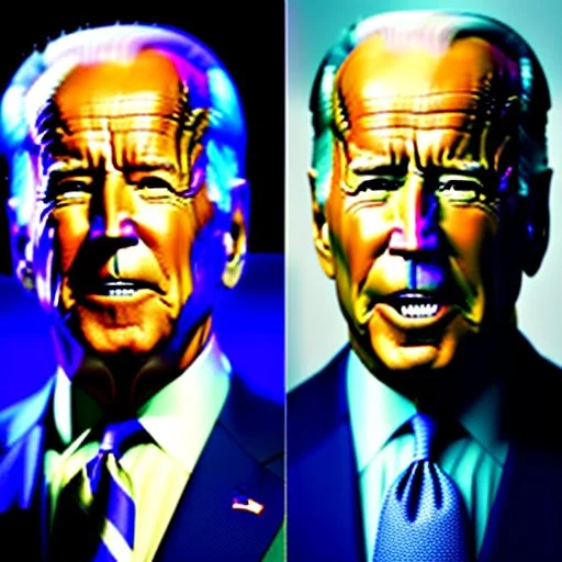 Joe Biden con una naríz extra larga como la del muñeco Pinocho ilustración chibi