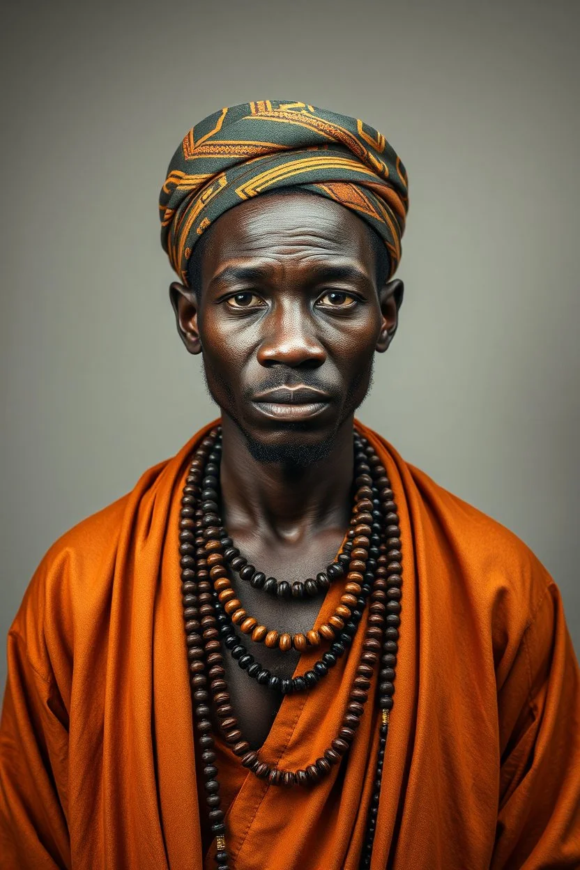 Traditional African man , full body front view, looking at the viewer, , traditional si, studio photograph, very aesthetic, highly detailed, brilliant composition, hyper realistic, photorealistic, subsurface scattering matt painting