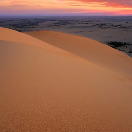 désert du Sahara, coucher de soleil, dune de sable, montagne, rochers