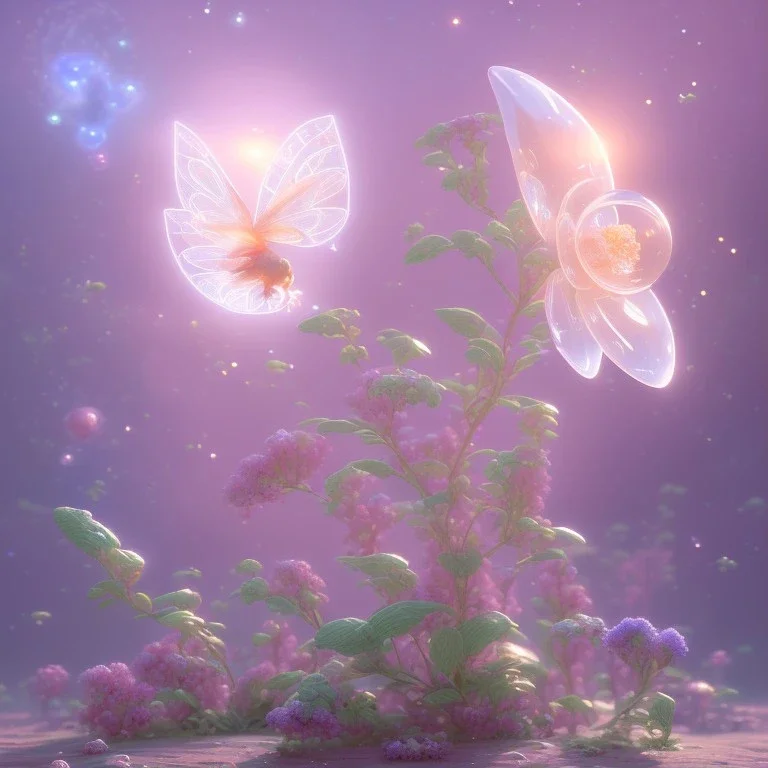 subtle transparent fairy flower in a galactic ambiance, delicate colors, in the foreground, full of details, smooth，soft light atmosphere, light effect，vaporwave colorful, concept art, smooth, extremely sharp detail, finely tuned detail, ultra high definition, 8 k, unreal engine 5, ultra sharp focus