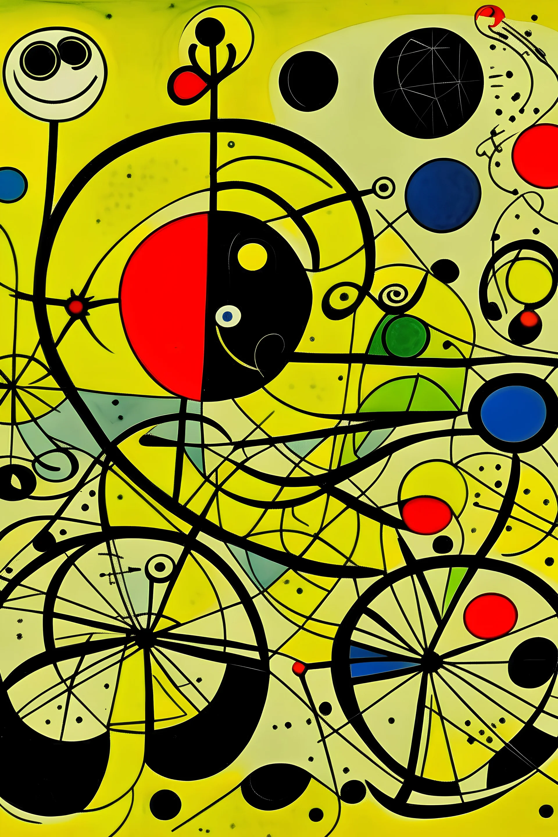 plano de bicicleta al estilo de joan miró