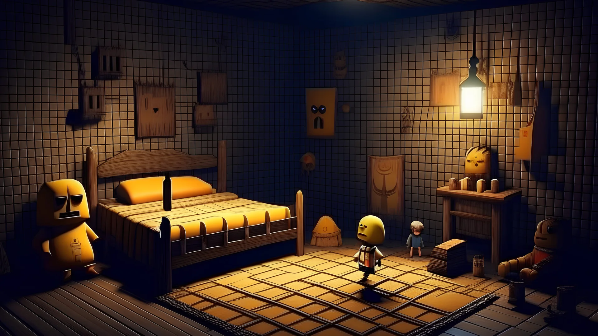 scary 8-bit little nightmares inspired bedroom