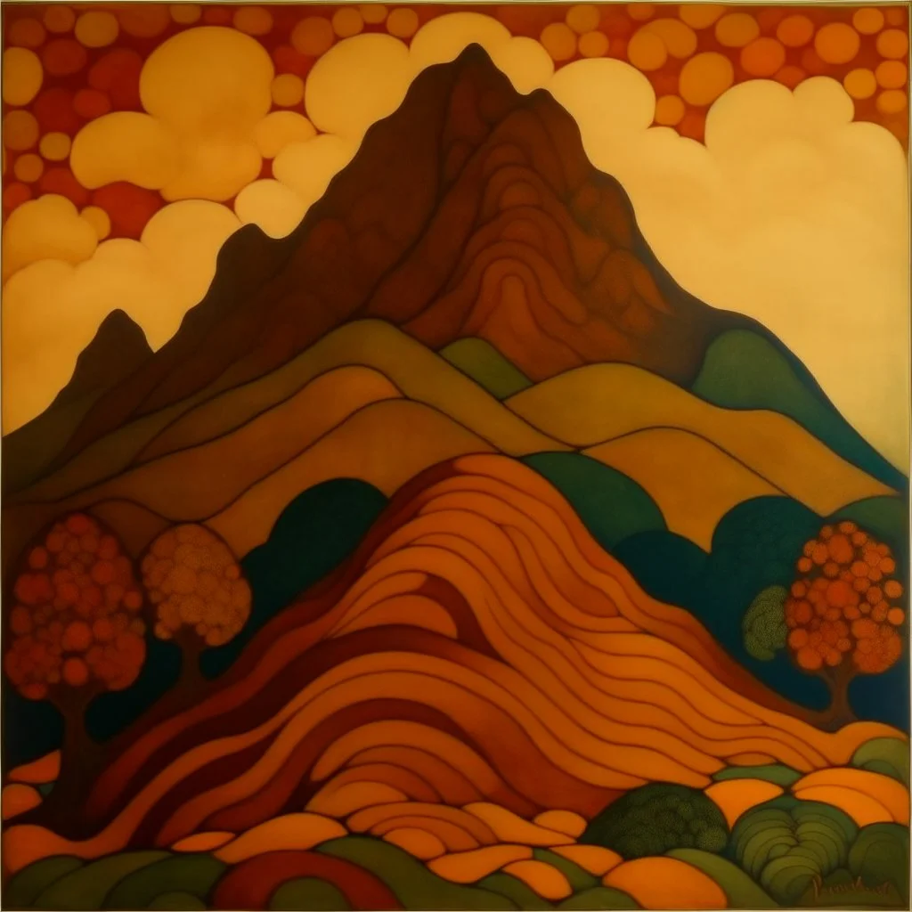 A brown mountain made out of clay painted by Paul Ranson