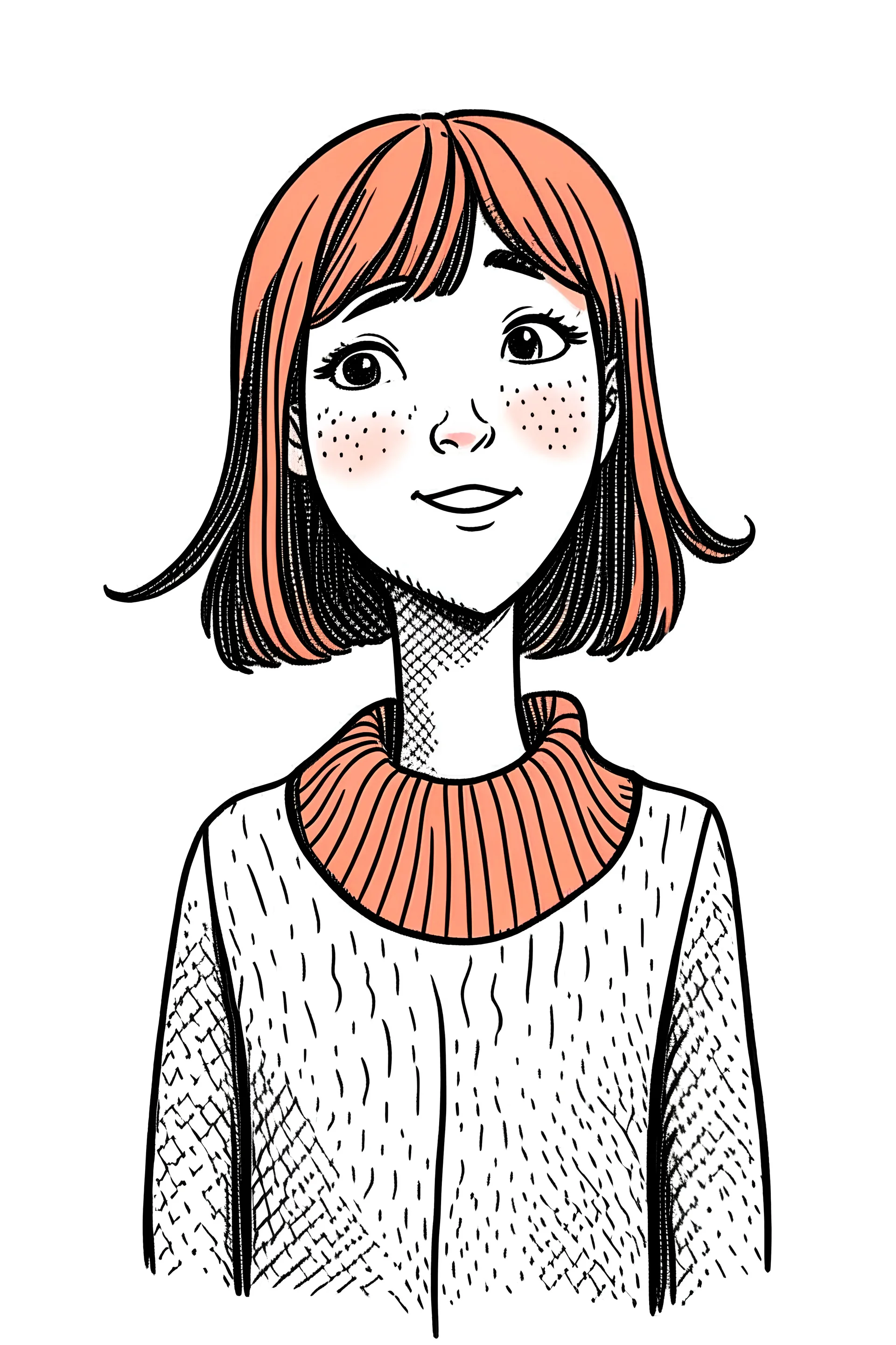 doodle , high quality , illustrated, GRIL with long neck