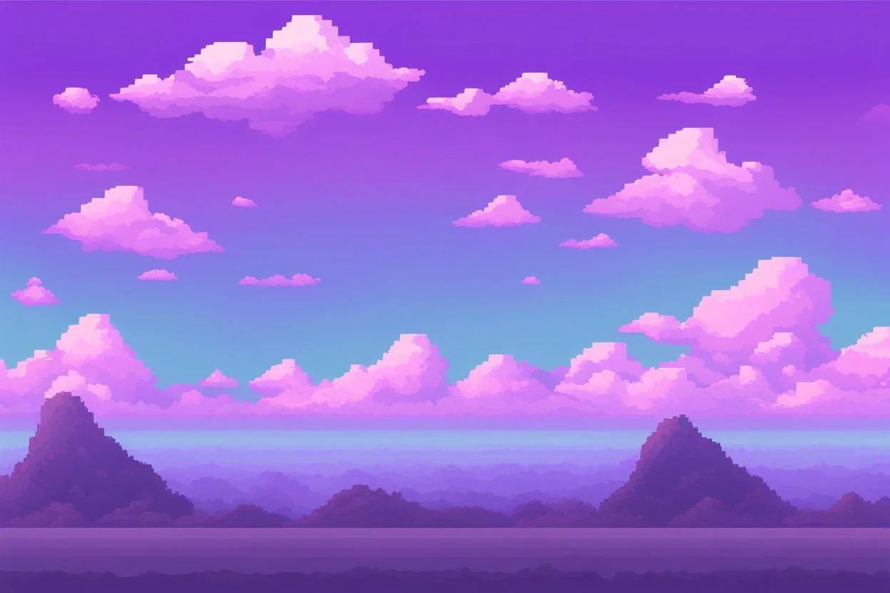 Purple SKY WITH CLOUDS BACKGROUND PIXEL ART