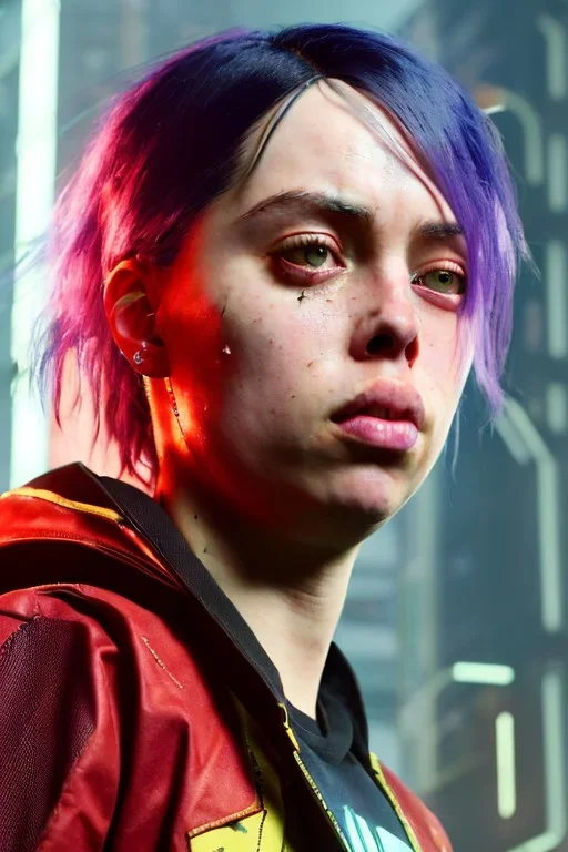 Billie Eilish, cyberpunk2077, booty, photorealistic