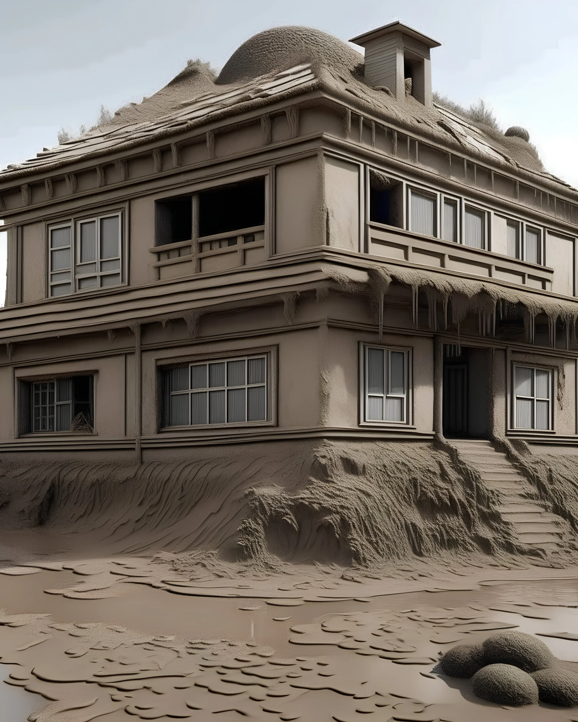 architecture are made of mud washy and pour,8k