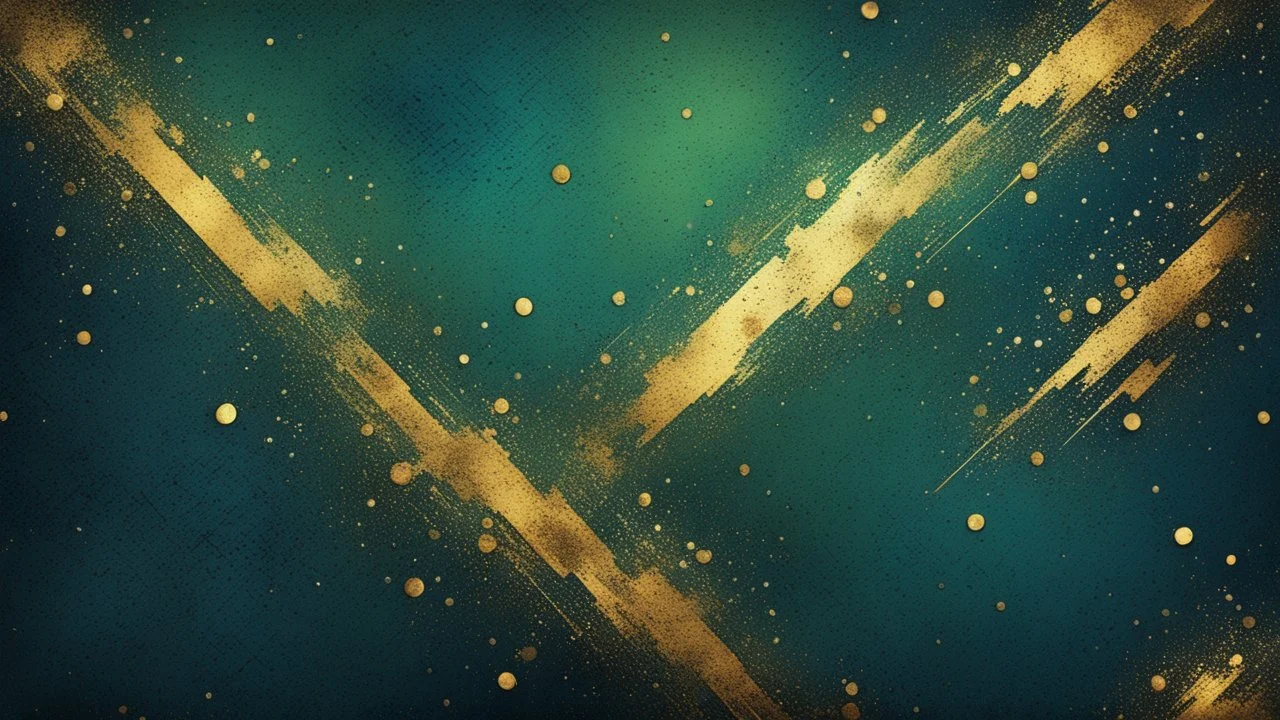 Hyper Realistic Green, Navy-Blue & Golden Abstract Retro Grungy Texture With Glowing-Embers