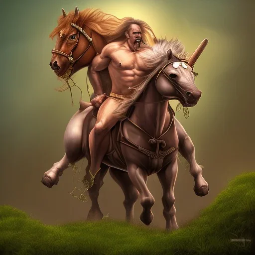 Hulk hogan riding a centaur