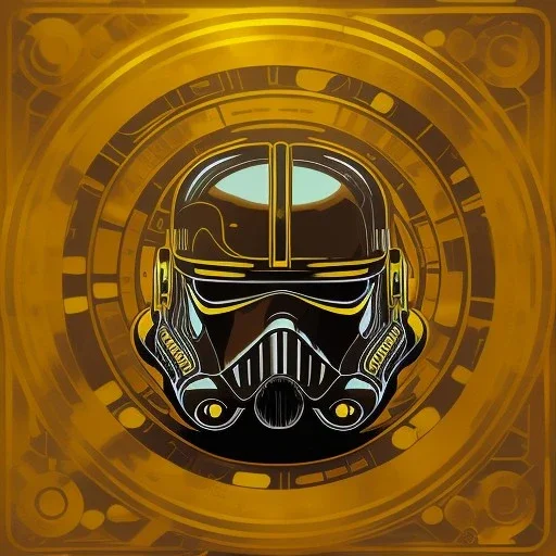 "STAR WARS" text, caption, shiny. gold metallic, reflective, centered