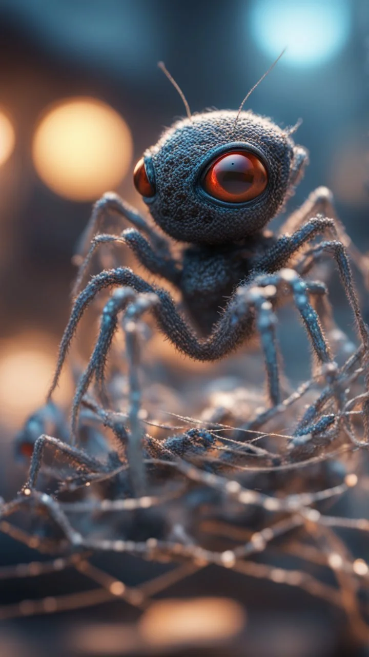 ninja spider god gremlin alien pimp caught frozen in net, bokeh like f/0.8, tilt-shift lens 8k, high detail, smooth render, down-light, unreal engine, prize winning