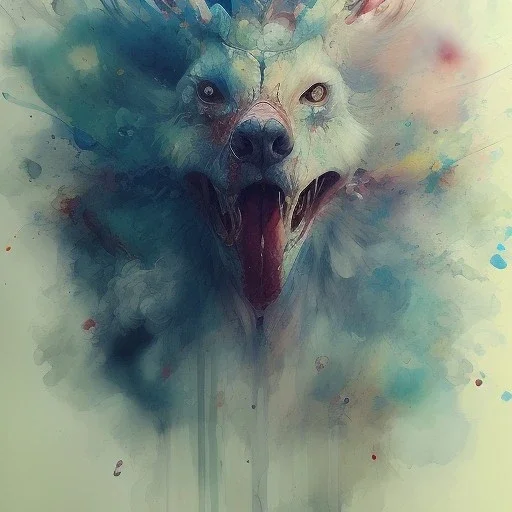 animal Gulo gulo, watercolor illustration by <agnes cecile> <Yoji Shinkawa>