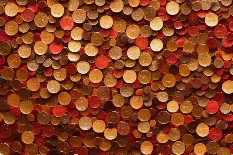 Single Human face made out of 250 pennies