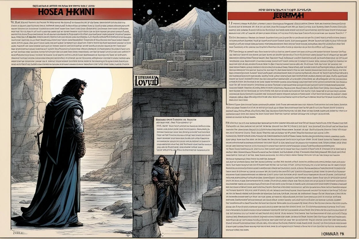 [Original Art by Howard Chaykin] Hosea 1:6-9 (Lo-Ruhamah: "Not Loved," Lo-Ammi: "Not My People") Jeremiah 20:3 (Pashhur → "Terror on Every Side") These verses depict a god who withholds love and belonging, casting out those who do not conform. Jeremiah 20:3 "The next day, when Pashhur released him from the stocks, Jeremiah said to him, 'The Lord’s name for you is not Pashhur, but Terror on Every Side.'" Hosea 1:6-9 "Gomer conceived again and gave birth to a daughter. Then the Lord said to Hose