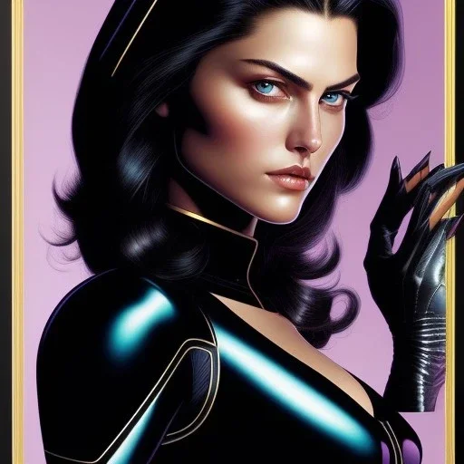 artgerm, joshua middleton comic cover art, pretty friendly phoebe tonkin as death sandman comic death appears as a young, attractive, slim woman of average height in her early to mid 2 0's. she has very pale skin, dark eyes, long jet - black hair that she wears in a variety of styles and has an eye of horus painted under one of her eyes. she prefers to dress casually and she always wears black clothing usually in the form of a black tank top and slim jeans, smiling, full body, symmetrical eyes,