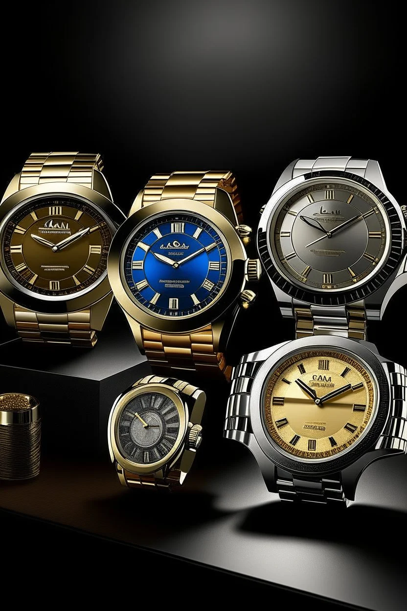 Generate an image that displays a collection of two-tone Cartier watches, highlighting the brand's versatility and diverse designs."