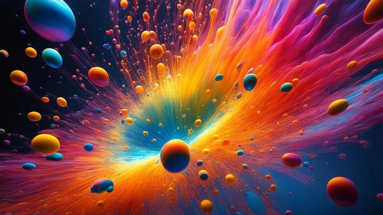 2031. Colourful immiscible liquid globules in weightlessness, mixed, distorted, spectacular, strange globular shapes, wild, fantasy, futuristic, artistic, attractive, beautiful lighting, attractive composition, photorealistic, extremely detailed, chiaroscuro