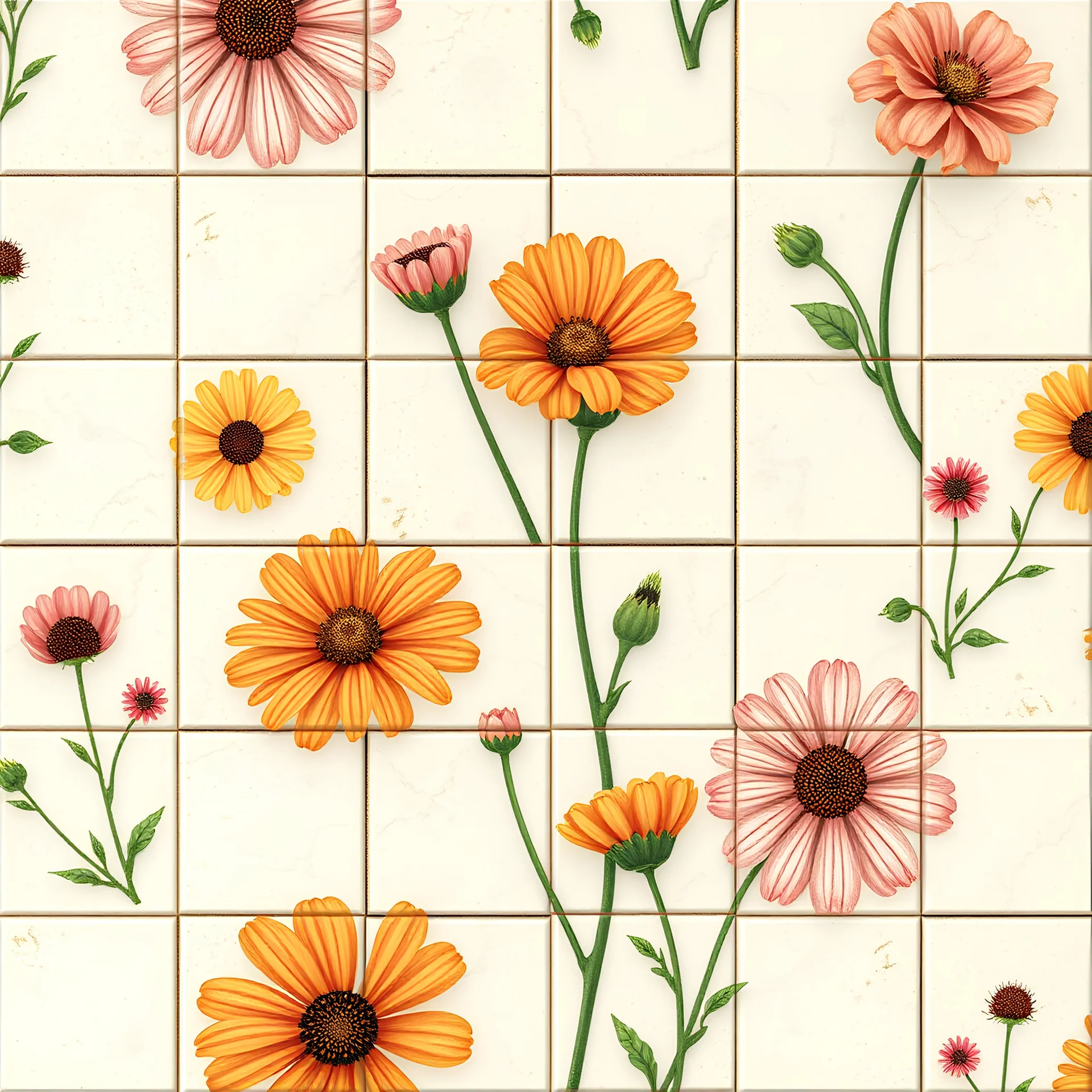 game tile zoomed in patterned surface of wildflowers