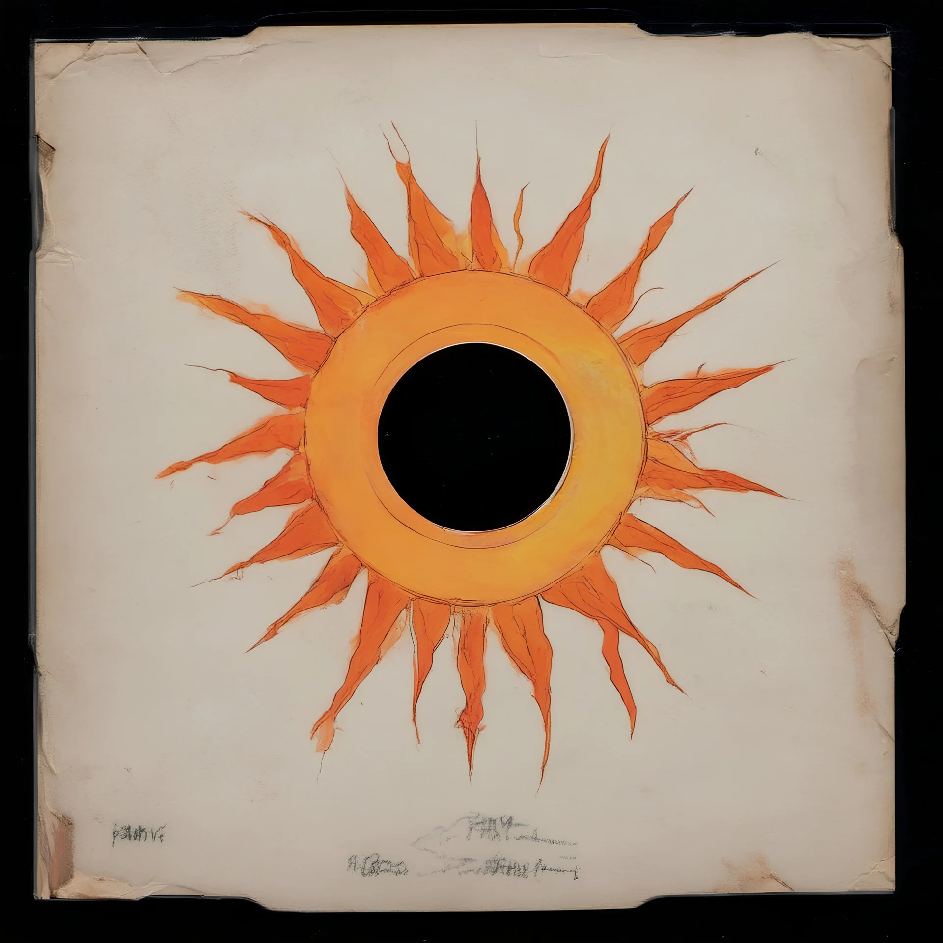 old cd cover with the sketch of a sun, psychiadelic