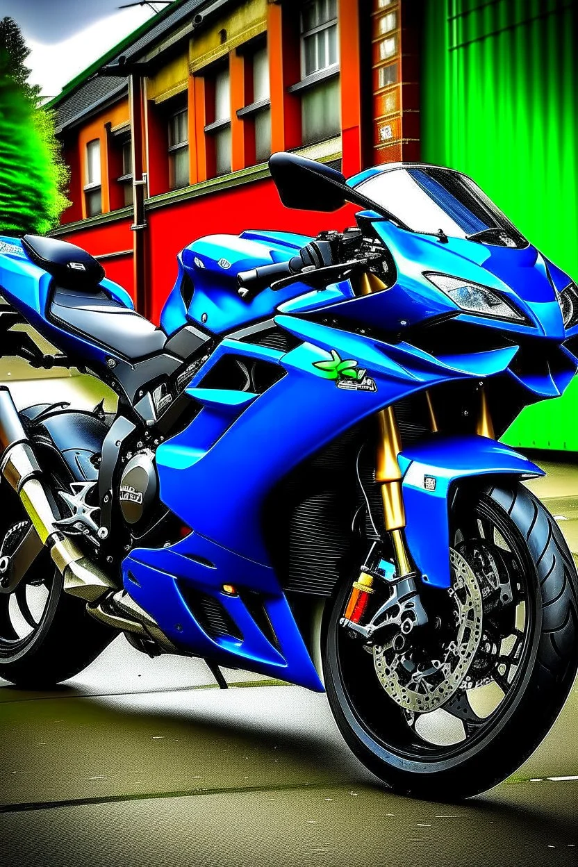 Zx10r in blue colour with supra mk5