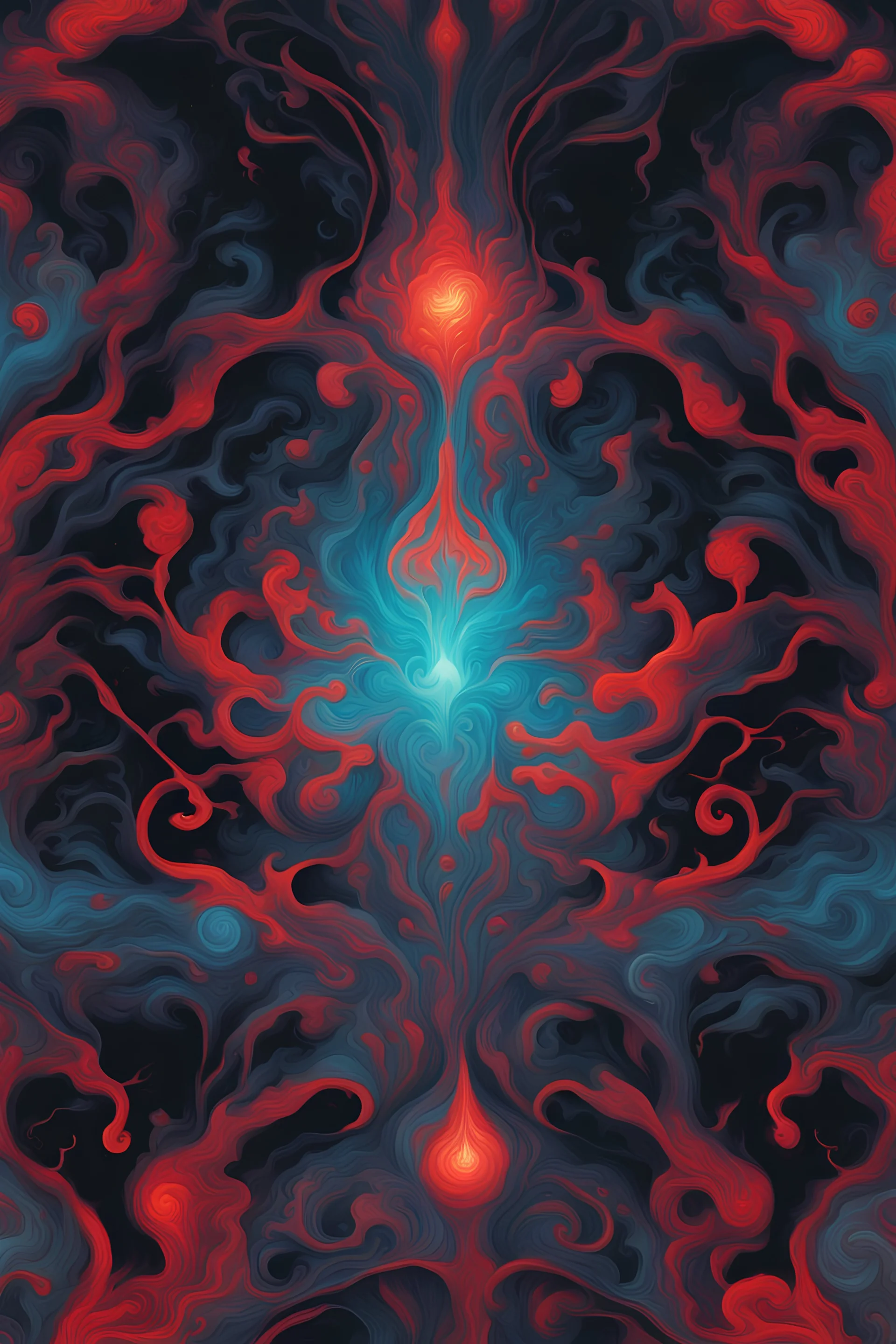 nebula in James Jean illustration style, vibrant colors, red colors, intricate details, ethnic ornament, ethereal lighting, digital painting, 4k resolution, black background