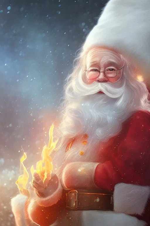 Santa, translucent, waterfall, white fire, red green blue, high definition, ultra 8 k, liquid lighting, fire, rain, realistic