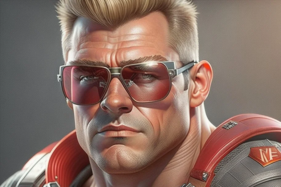 Photoreal Duke Nukem with shades