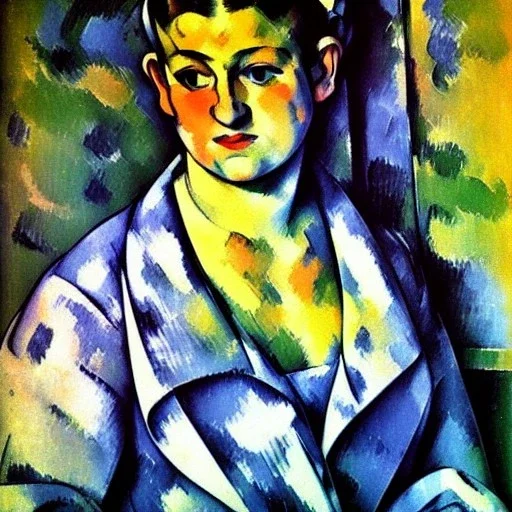 portrait of a beautiful woman by Paul Cézanne style