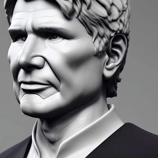 Greek white marble stature of harrison ford, full body, full of details realistic, hight definition, 8k