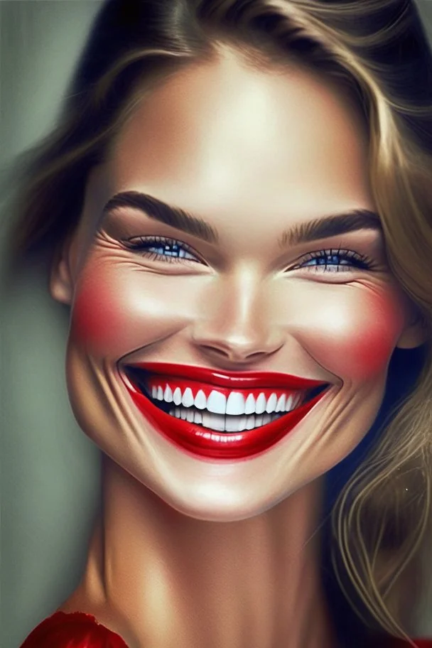 Most beautiful Super model smiling red lips