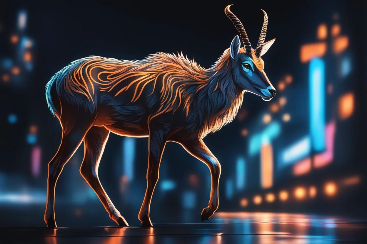 gazelle in 8k solo leveling shadow drawing style, Christmas them, neon lights, sticker, intricate details, highly detailed, high details, detailed portrait, masterpiece,ultra detailed, ultra quality