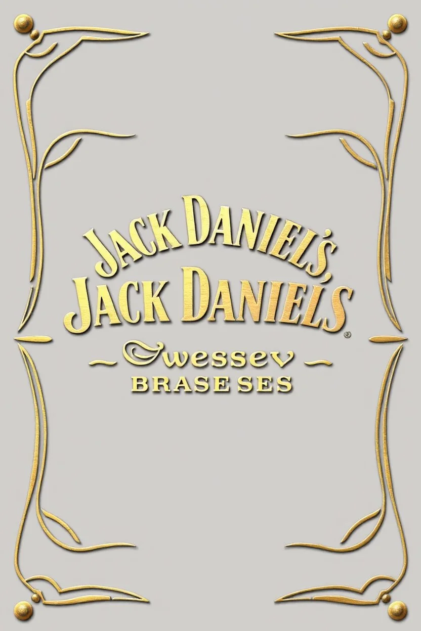 a Jack Daniels style graphic framing design, made of brass