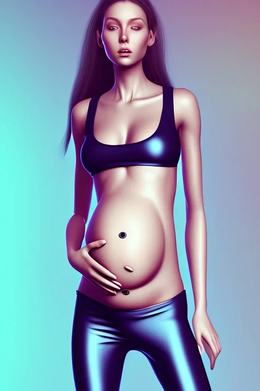 Pregnant girl, leggings and crop top