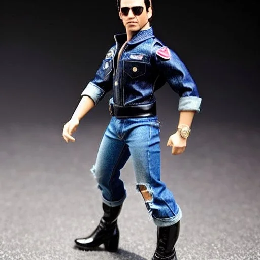 G.i. Joe fonzarelli toy doll greaser face (plastic hair) sunglasses with denim jeans black boots full body in package thumbs up 2022