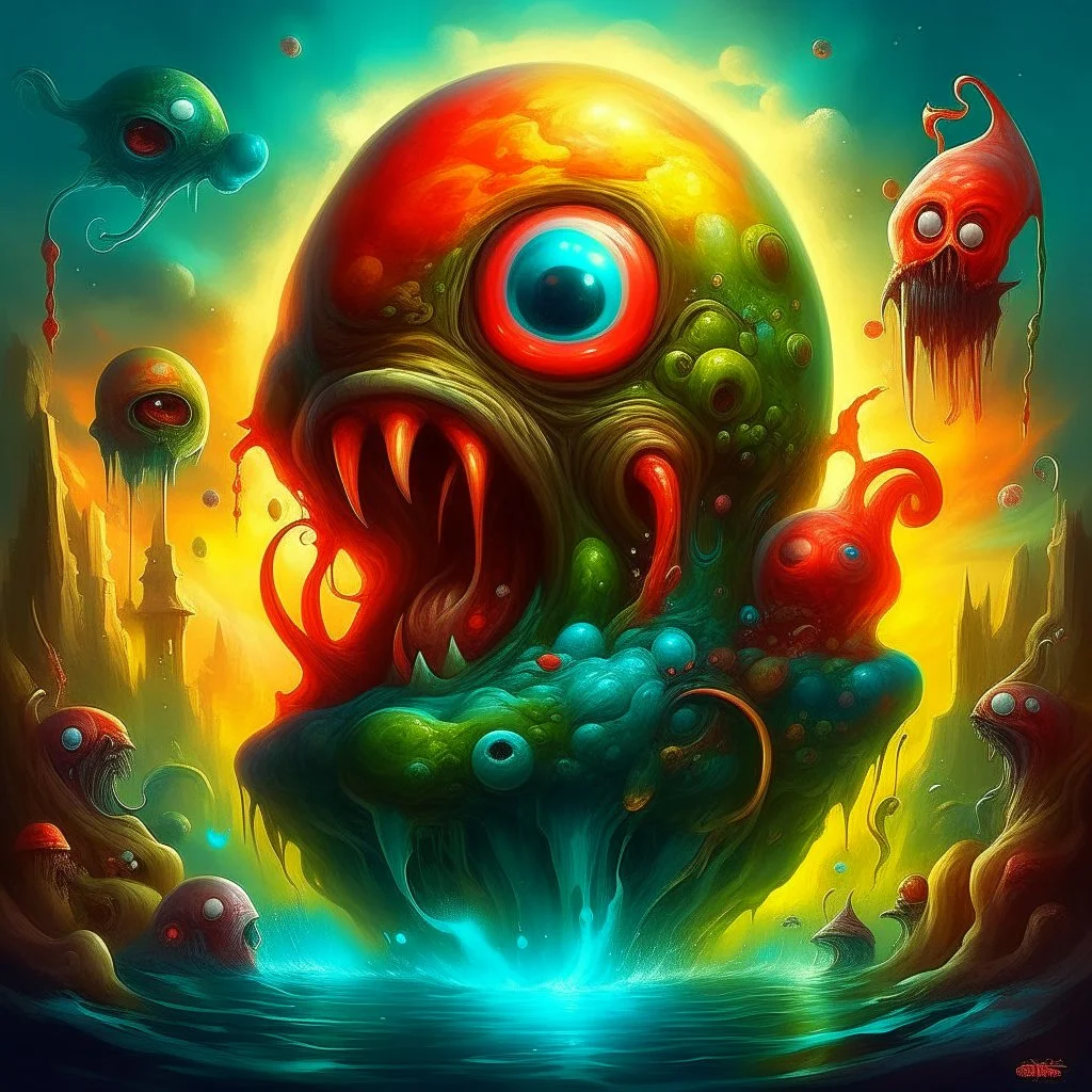 a high definition IMAGE detailing the creatures found on other worlds, retrofuturistic, phototrealism, Macabre Rapture End of days Revelation scene, isanely detailed matte oil painting, sinner apotheosis,diagonal composition, unbalanced, abstract surreal horror, eerie, scary warm a colorful splash of steampunk bubbles , amazing splashscreen artwork, photoshop water art, liquid painting, swirling paint colors, ink splash, physics splashes of colors, colorful sw
