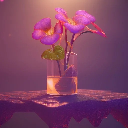 Exotic surreal living glass prism flowers by Chris Wood, sunbeams, intricate details, hyper realistic, 8K resolution, featured on behance