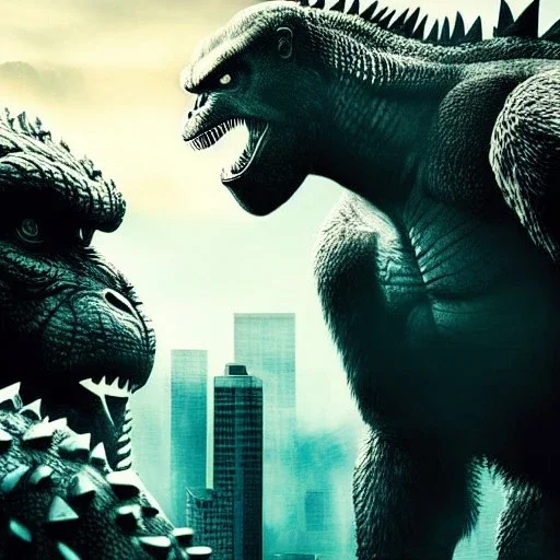 ultra detailed fullbody portrait of Godzilla versus King Kong , extremely detailed digital painting, intrincate, extremely detailed face,crystal clear Big eyes, in the style of rafael sanzio, mystical colors , perfectly centered image, perfect composition, rim light, beautiful lighting, 8k, stunning scene, raytracing